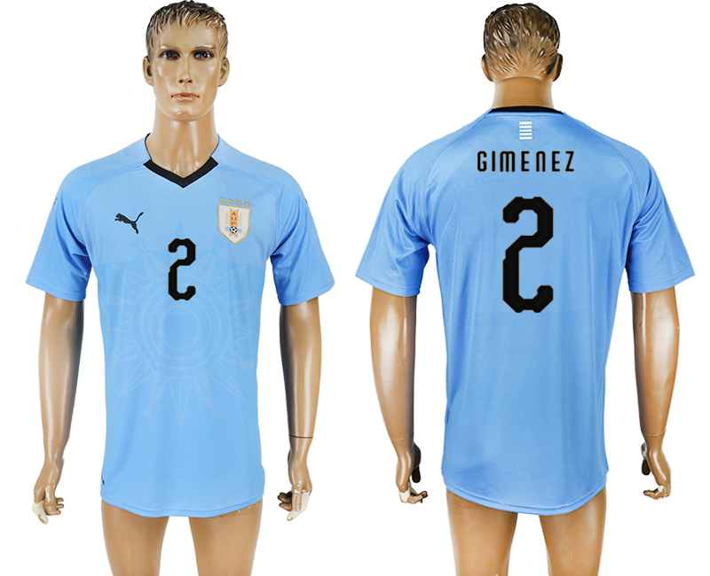 2018 world cup Maillot de foot Uruguay #2 GIMENEZ BLUE